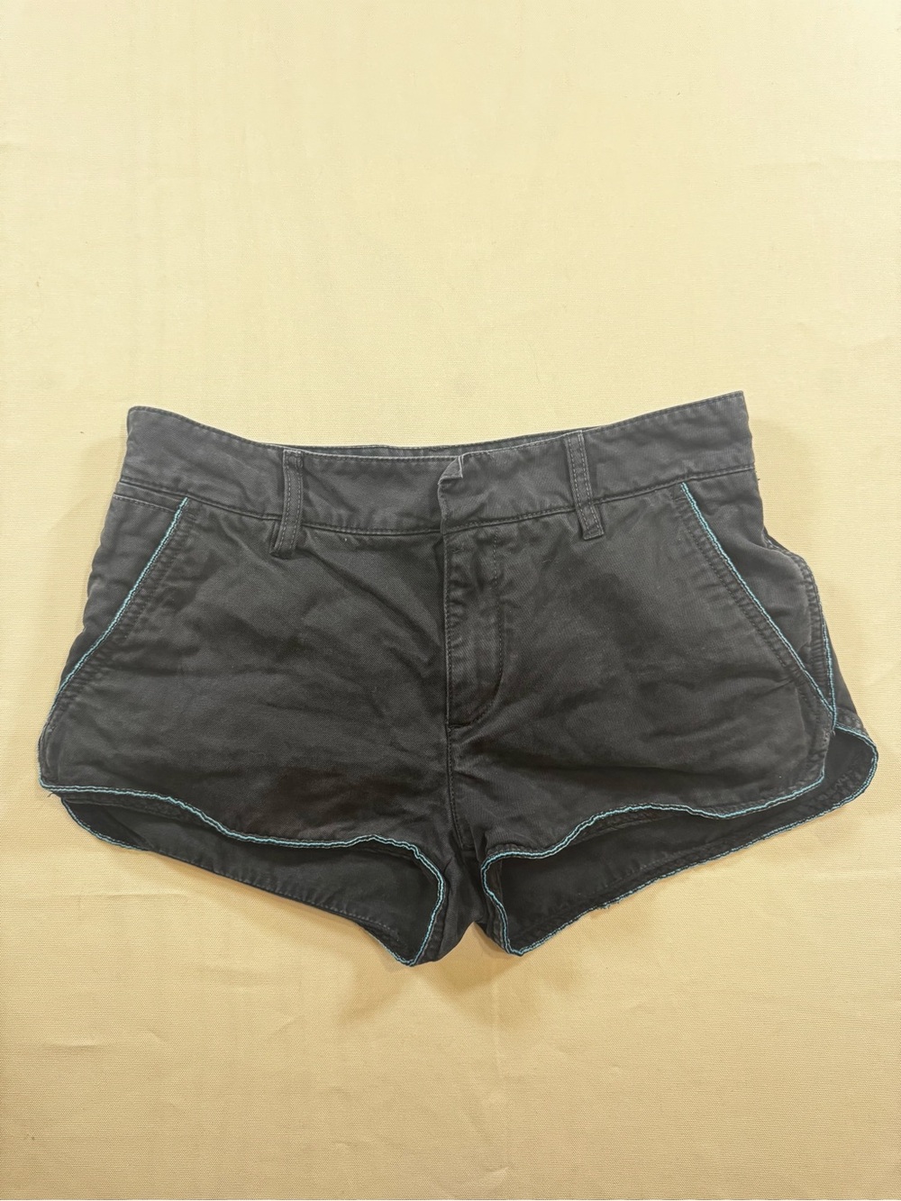Diesel Black Women's Shorts with Turquoise Stitching